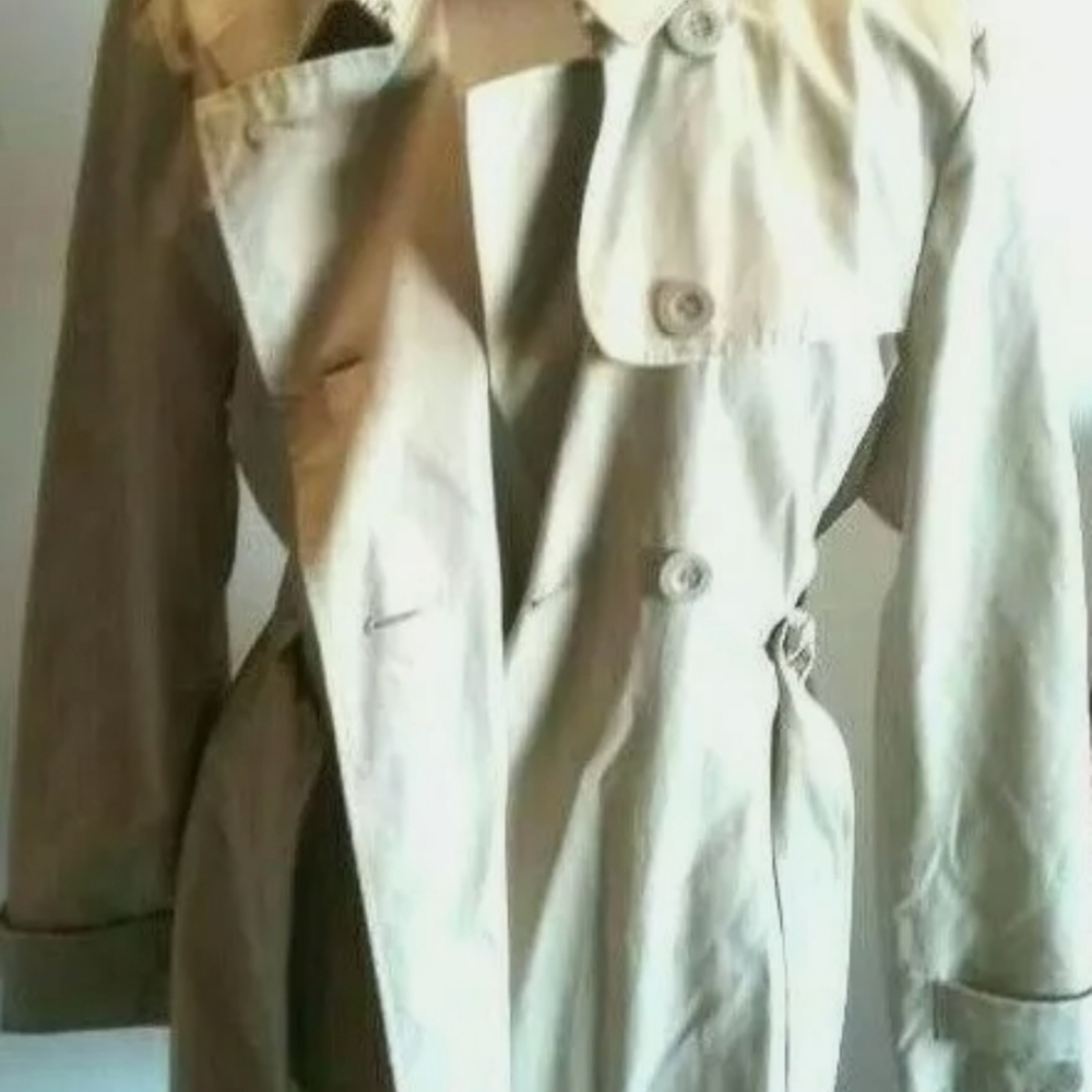 Kenneth Cole Reaction WomensTrench Coat Beige Belted Shoulder Strap Plus XXL